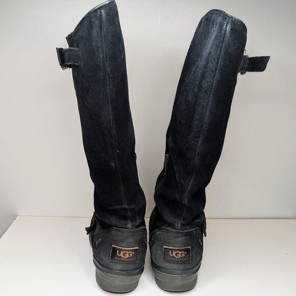 UGG Thomsen black leather and suede boots half side zip size 9 - Picture 6 of 9